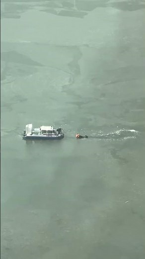 Man rescued after falling through ice on river in Moscow, Russia