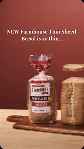 NEW Farmhouse Thin Sliced Bread—big on flavor at 70s cals each! 🍞✨ | Pepperidge Farm
