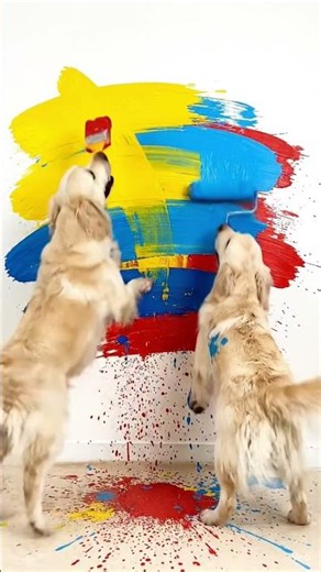 #funny cats versus dogs painting