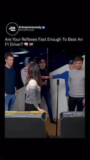 Entrepreneurealy on Instagram: "F1 drivers react faster than almost anyone on Earth, with reaction times often under 0.2 seconds. 😳 This is what it takes to survive a crash at 200+ mph or gain a split-second edge at the start line. Most people can’t even blink that fast. Can you beat a Formula One driver on this reflex test? 🏁 Love Cars? Follow @entrepreneurealy 🌟 Media: @redbull #F1 #ReflexTest #Technology #Motorsport #Wealth"