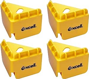Excell HP-23721YL Retail Display Box Holder (4-Pack, Yellow) – Stackable Display Support with Corner Protectors for Storefront, Office, and Shelf Organization