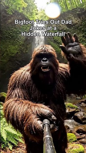 Bigfoot Tries Out Dad Jokes at a Hidden Waterfall