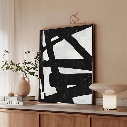 Black and White Contemporary Giclée Canvas Print | Oversized Minimalist Wall Decor - Etsy