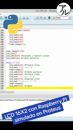 LCD 16X2 con Raspberry Pi simulado en Proteus 8.15 #lcd16x2 #raspberry...