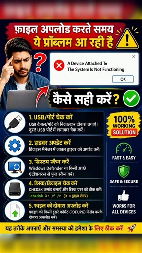 File Upload Error Fix 2025 | “A Device Attached To The System Is Not Functioning” Solve