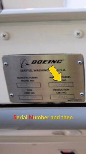 Captain Joe ✈️ Your wingman to become a pilot on Instagram: "Did you know that you can actually check the age of the plane you are getting on? As you step onto the plane, you can spot the manufacturer’s placard inside the doorframe. At least on most planes. Take a picture of the MSN number, the Manufacturer’s Serial Number, and then google it. With a few clicks, you’ll see its age and potential previous owners. If you board a Boeing 747, don’t be surprised if that plane is 30 to 40 years old. Th