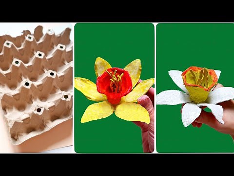 Egg carton daffodil | Egg tray craft ideas | Egg boxes flower tutorial