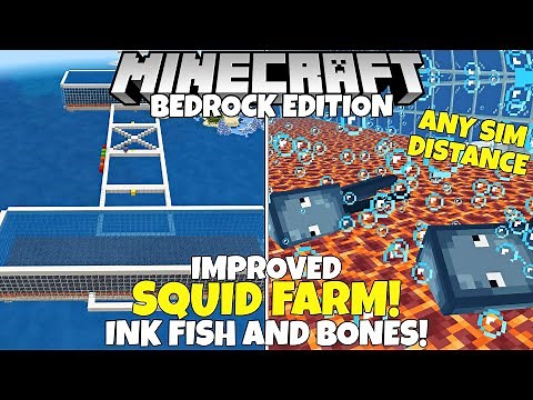 Minecraft Bedrock: Improved Squid Farm Tutorial! Ink, Fish And Bones! MCPE Xbox PlayStation PC