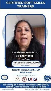 Dr. Sindhu Vijayakumar’s Transformation | Certified Soft Skills Trainers Course | Action DnA