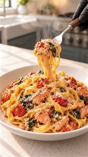 Baked Salmon Feta Pesto Pasta – One Dish, Zero Stress 🍝