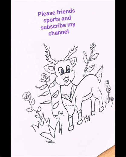 Haw to draw a cartoon deer/Drawing animals tutorial#painting #animalsketching