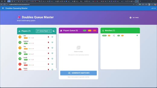 1.9K views · 21 reactions | Using AI to build a smart queueing system in just an hour. thanks gpt4 藍 https://trinly01.github.io/DoublesQueueMaster/ | Tito Software Dev | Facebook