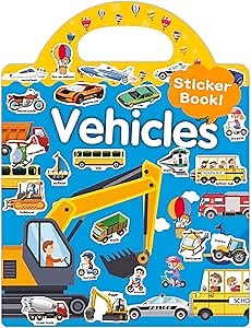 Benresive Reusable Sticker Books for Toddlers, Fun Travel Stickers for Kids, Toddler Sticker Book, Crafts Activities for Toddlers, 3 and Up Birthady Gifts - Vehicle