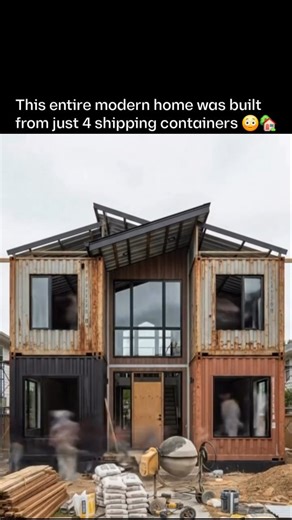 Technology on Instagram: "This isn’t construction in the traditional sense. 👉 Follow @alienstechnology for engineering that changes how the world is built. What you’re watching is a precision-designed container home made from four custom high-cube shipping containers, arranged into a clean, symmetrical two-story structure. Instead of excess materials, this build relies on geometry, planning, and modular engineering. Warm wood finishes soften the industrial steel shell, while sharp lines and bal