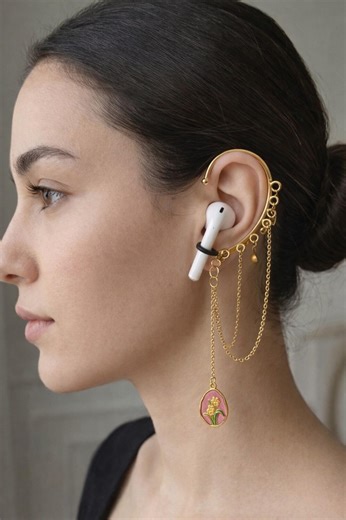 Gold Ear Cuff Set for Two Ears With AirPod Holder. Handmade Chain Design. Unique Gift for Her, Mother’s Day, Stylish & Modern Look - Etsy