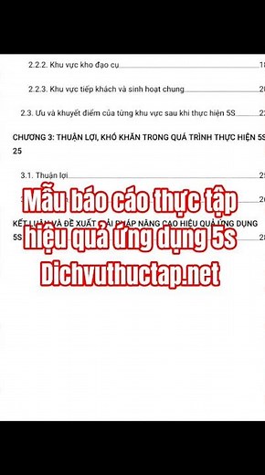 Mẫu báo cáo thực tập hiệu quả ứng dụng 5s dichvuthuctap.net