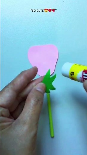 Easy DIY Pink Strawberry Wand 🍓✨ So Cute! #diy #howto #foryou #fyp #toys #papercraft #aesthetic #art
