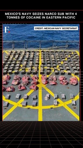 #FirstpostNews: In a major blow to drug traffickers, the Mexican Navy seized a semisubmersible “narco sub” carrying nearly four tonnes of cocaine in the Eastern Pacific, approximately 250 nautical miles south of Manzanillo. Three suspects were arrested during the operation. Authorities say semisubmersible vessels are frequently used by transnational drug trafficking networks to evade radar detection while transporting narcotics from South America toward North American markets. | Firstpost