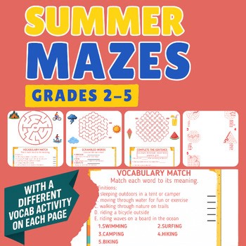Summer Mazes Weather Food Activities Holidays 2nd 3rd 4th 5th Grade ESL