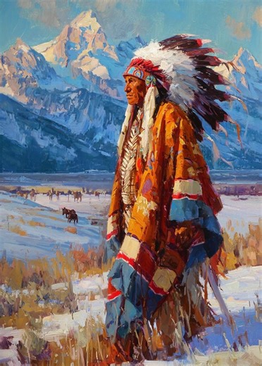 Native American Chief in Winter Original Oil Painting, Indigenous Portrait Art - Etsy Canada