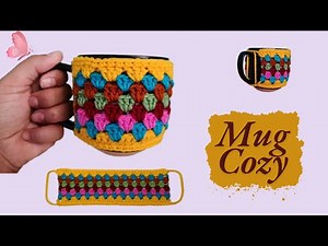 How to Crochet an Easy colorful Mug Cozy for beginners / Crochet Cup Cover / Left over Yarn Crafts
