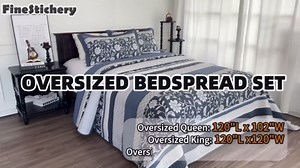Oversized King Bedspreads 120x120, 100% Cotton California King Quilt, Farmhouse Floral Pattern, Reversible Lightweight Comforter Bedding Set with 2 Pillow Shams, Blue/Deep Blue/White