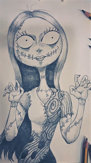 Drawing nightmare Sally in the classroom #drawing #halloween #nightmarebeforechristmas
