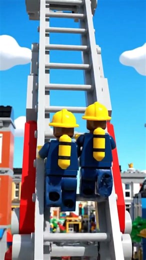Fire Engine Ladder Truck | firefighters climbing ladder #lego #legoanimation