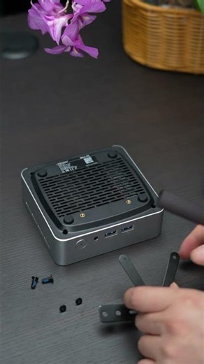 Clever way to save desktop space with Mini PC: Hide behind your monitor using a VESA mount.