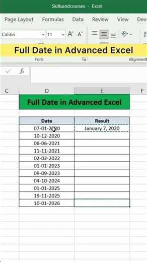 Full Date in Advanced Excel | Advanced Excel Formula #7 #1000excelformula #excel #exceltutorial