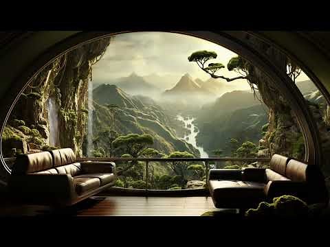 Relax on a Balcony From Alien Planet Science Outpost. Sci-Fi Ambiance for Sleep, Study, Relaxation