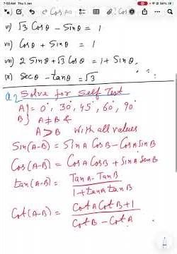 X class trigonometry EX 8.2 practice Qs for self test