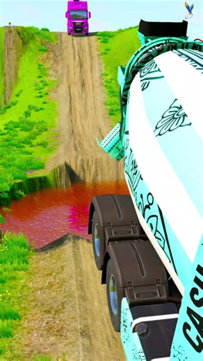 Mixer truck fell into deep water 😂 #crash #funny