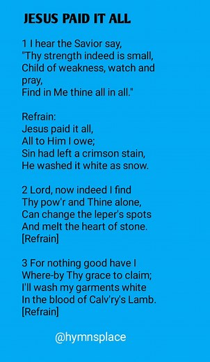 Jesus Paid it All | Hymn Worship Song Lyrics