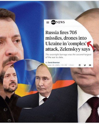 BREAKING NEWS— Russia 🇷🇺 carried out heavy combination of drones and missiles attack on Ukraine 🇺🇦 Russia bombarded Ukrainian cities with 705 missiles and drones overnight into Thursday, according to Ukraine's air force, with Ukrainian President Volodymyr Zelenskyy reporting strikes on civilian targets and energy infrastructure all across the country. Russia launched 653 drones and 52 missiles of various types in its attack, Ukraine's air force said. Of those, 592 drones and 31 missiles were