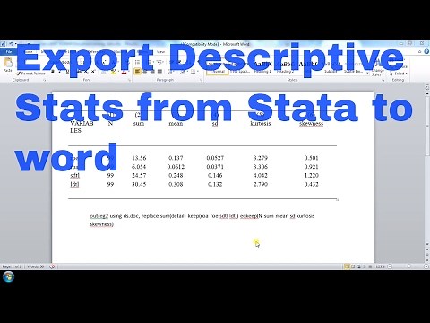 Export the Descriptive stats from STATA to Word