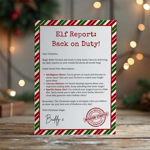 Editable Elf Report Card Arrival Letter | Personalized Elf Return Letter | I'm Back Note for Older Kids | Elf Welcome Printable - Etsy