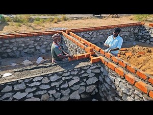 Strongest! Techniques of Basement_Stone Masonry Top Belt Brickwork and Concrete|Stone Wall Concrete