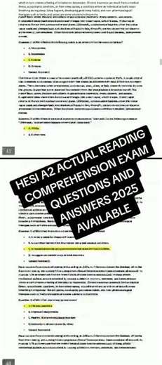 HESI A2 Reading Questions & Answers 2025 – Good luck future nurse