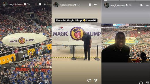 Magic Johnson drops heartfelt reaction to the 'Magic blimp' tribute at NCAA's Final Four game