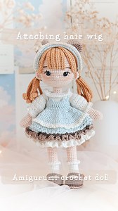 Watch as I attach the hair to adorable crochet amigurumi doll! This step gives the doll the perfect finishing touch. #crochet #amigurumi #handmadedoll #häkeln #crochetpatterns #ganchillo #amigurumis #amigurumidoll #knitting #yarnaddict | Green Frog Crochet
