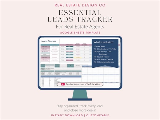 Real Estate Lead Tracker: Google Sheets, Pipeline, Dashboard, Communication Log, Follow-up Calendar (digital Download) - Etsy