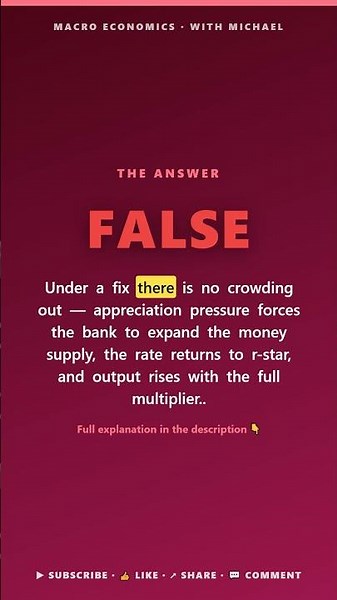 IS-LM Model — Fiscal Policy, Fixed Rate (Perfect Mobility): True or False? #Shorts