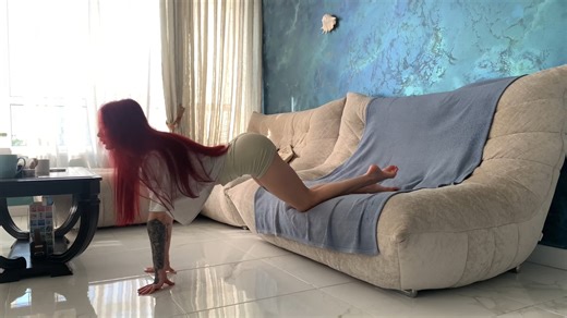 Advanced Split Stretch on the Couch for Flexibility