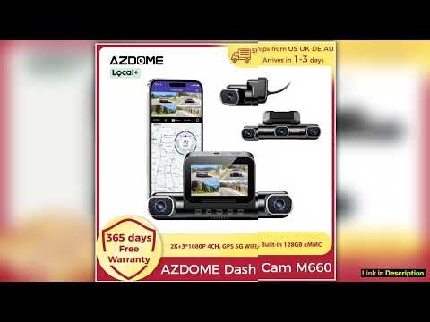 AZDOME Dash Cam M660 2K31080P 4CH Car DVR GPS 5G Wifi Builtin 128GB eMMC Voice Control 24H Parking