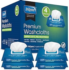 Inspire Adult Wet Wipes, Wash Cloths | Adult Wipes for Incontinence & Cleansing for Elderly, 8"x12" (200 count)