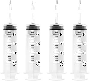 UltiCare 200mL Utility Syringe – Uses Include Dispensing Liquids for Automotive, Cooking, Crafts, Gardening and Lab Work. Catheter Tip with Nozzle for Finer Application, individually wrapped, 4 Count