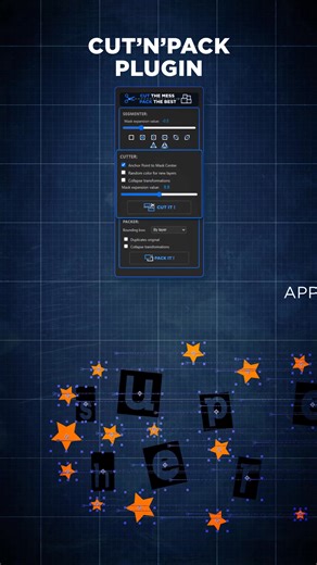 2.4K views · 20 reactions | NEW: Cut'n'Pack. 20% Off until Feb 7. Multitool for optimizing your project. Cut the mess, pack the best! Automatically cuts layers by masks and collects optimal precompositions. It works with text , shapes, vector file, footage and solid — without manual fuss. Ideal for procedural graphics, replicators, and complex animation setups. https://aescripts.com/cut-n-pack/ #aftereffects #aescripts | aescripts | Facebook