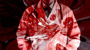 Movement of red bloodstream cells within human blood vessels, Red Blood cells flow through veins, Human body system, motion graphic shows an animation of a blood vessel with antibodies and red blood.