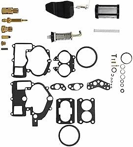 Carburetor Repair Rebuild Kit For Mercruiser Mercury Marine 3.0L 4.3L 5.0L 5.7L Mercarb 2 Barrel Rochester Replace 1389-9670A2 1389-9563A1 1389-9564A1 3302-804844002 1389-806077A2(With float)